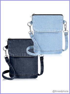 Denim Crossbody Bag Set Adjustable Strap Jean Purses for Women